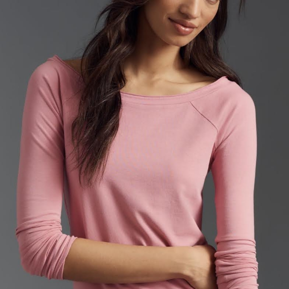 Pilcro Pink Long Sleeve Off-Shoulder Top